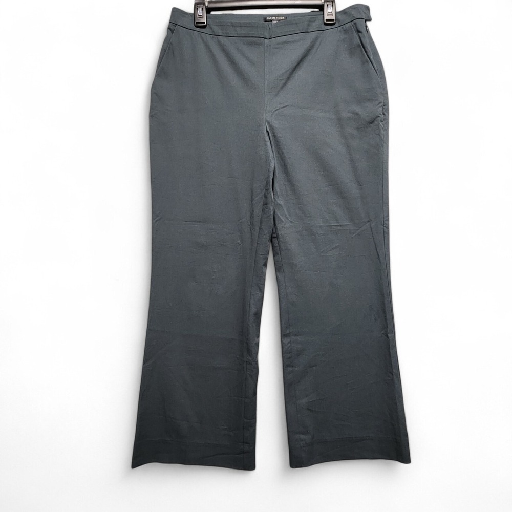 Eileen Fisher Organic‎ Cotton Stretch Twill Pant Womens 12 Petite Green Pull On